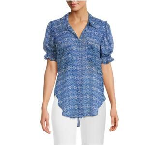 Misa Los Angeles Lara High Low Top in Blue Size Medium